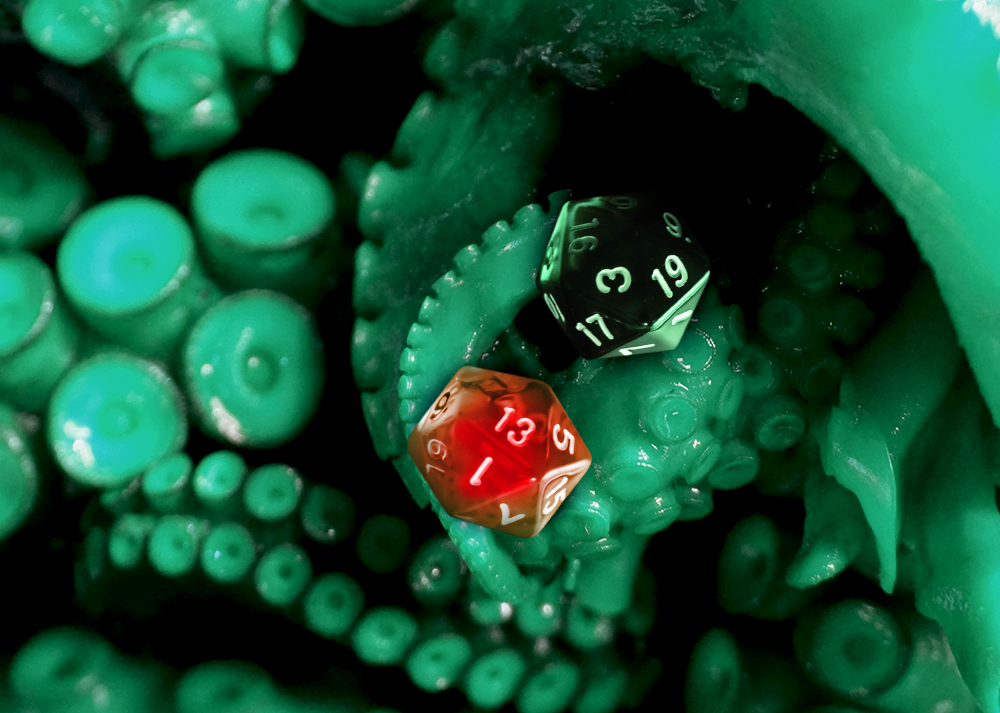 tentacles holding 2 d20 dice